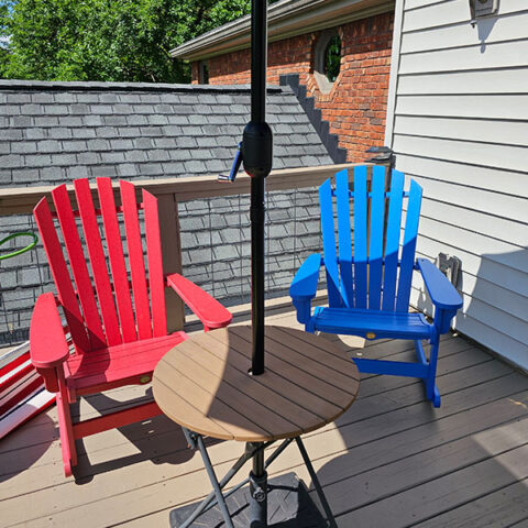adirondack chairs on patio