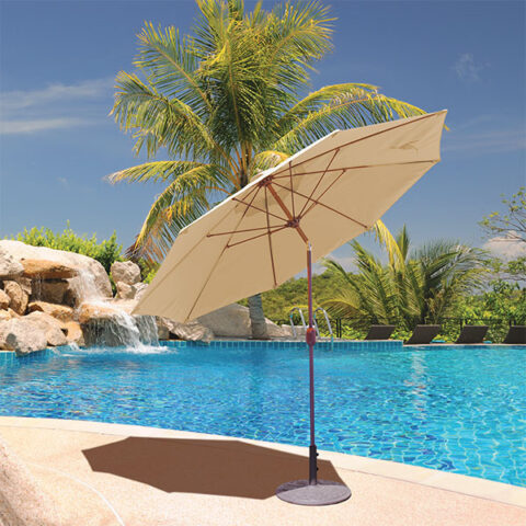 large umbrella by pool